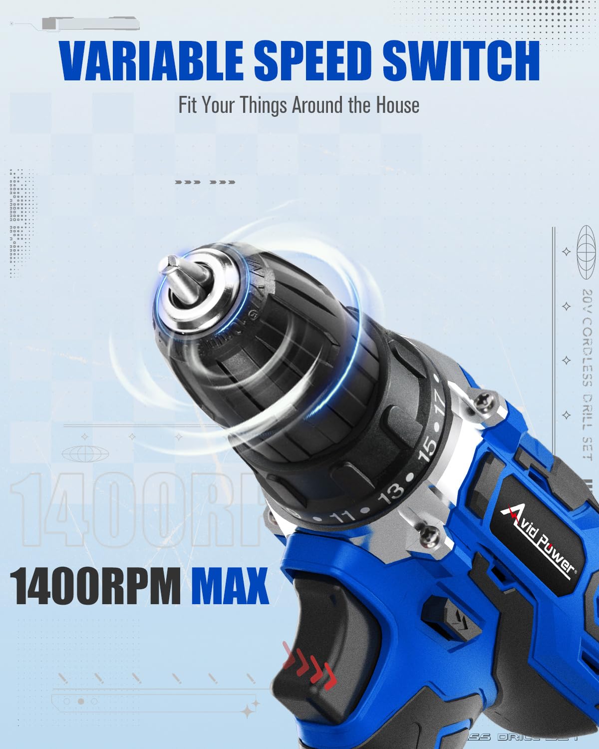 20V Cordless Drill Set with Battery and Charger T123