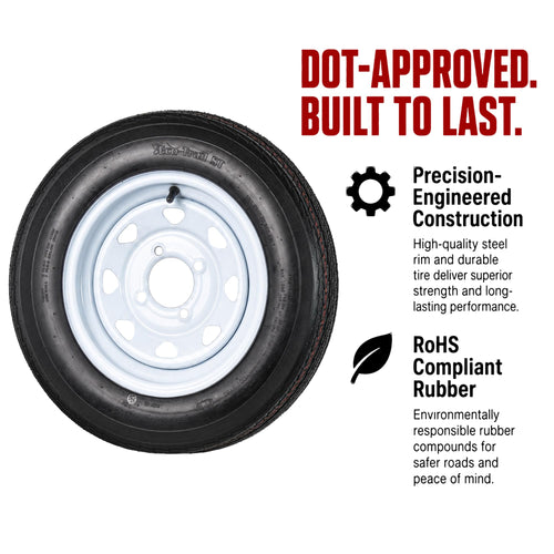 2-Pack Trailer Tire Rim Assembly 4.80-12 12 5 Lug Silver G87583