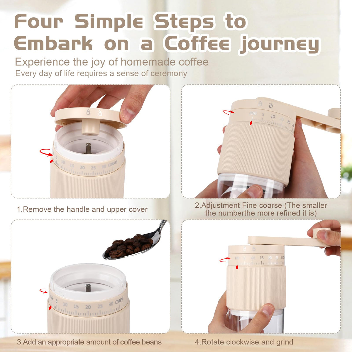 Manual Coffee Grinder with Ceramic Conical Burr G112526