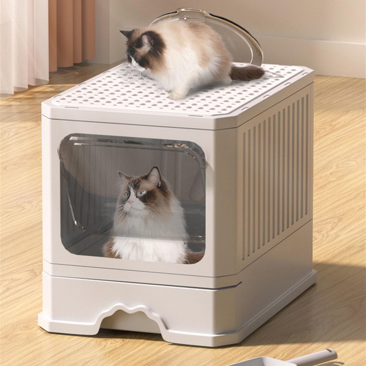 Foldable Covered Cat Litter Box with Scoop X957948