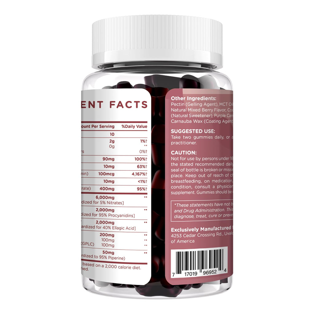 Beet Root Gummies 6000mg Mixed Berry Flavor 60 Gummies T6818