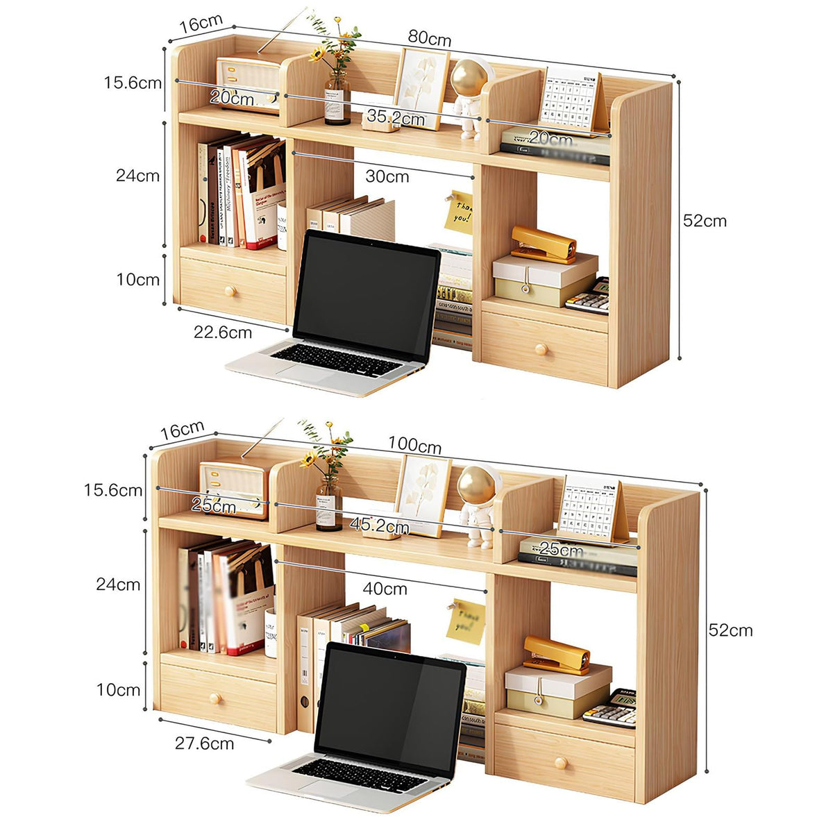 White Desktop Bookshelf Wood Storage Rack V3133