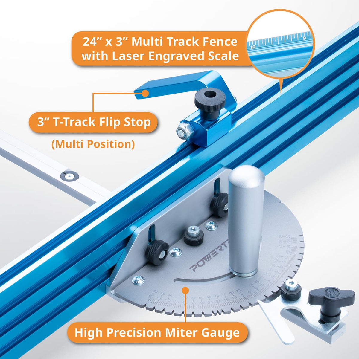 Table Saw Miter Gauge with 27 Angle Stops and T-Slot Miter Bar Z1394