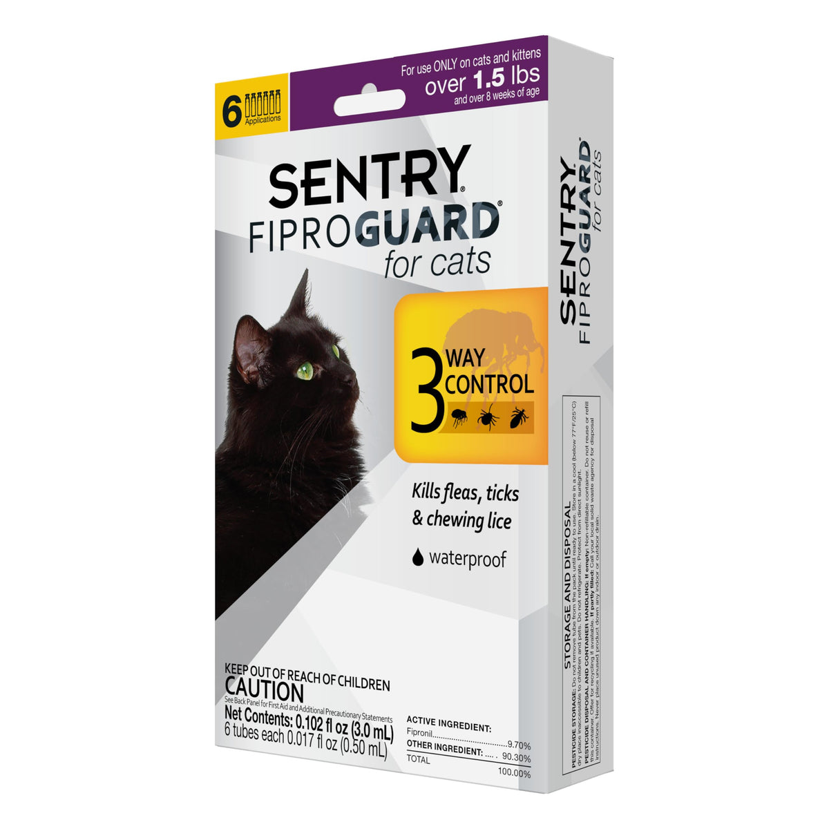 Flea & Tick Cats 1.5 lbs+ Fipronil 6-Month K4118