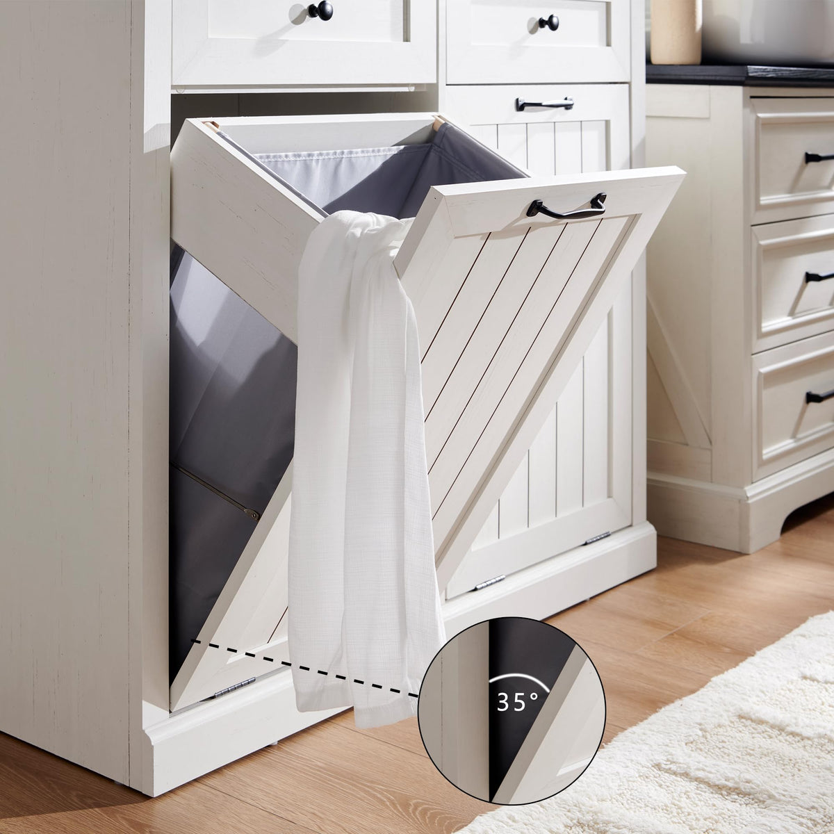 Double Tilt Out Wood Trash Cabinet Antique White K7777
