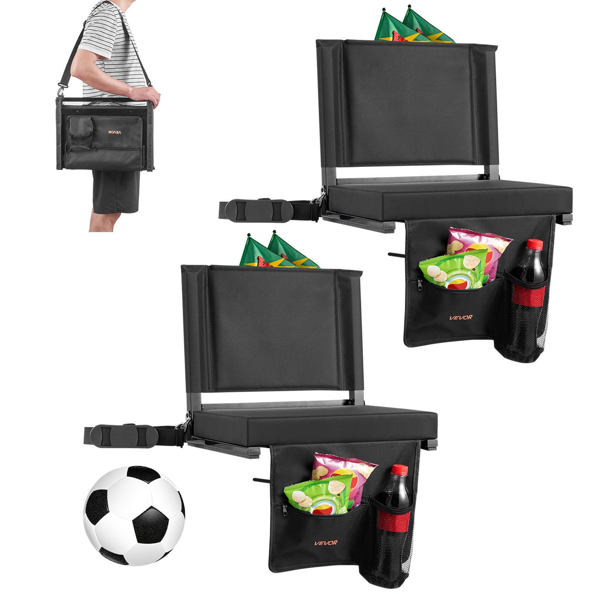 Folding Bleacher Seat with Back Support and Cushion P57180