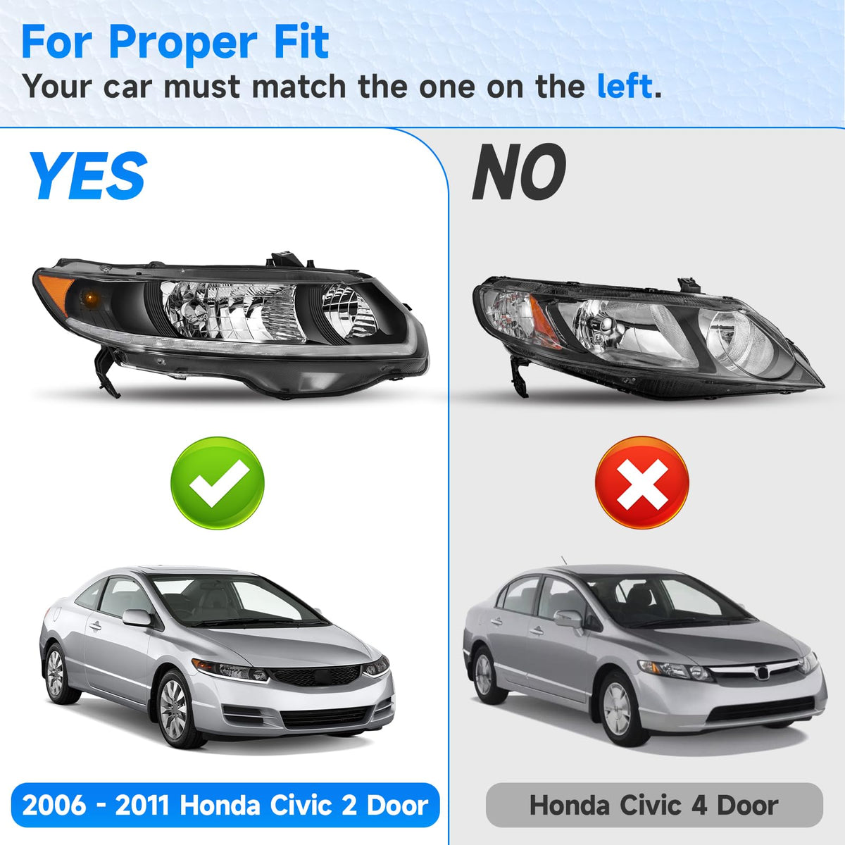 Headlight Assembly for 2006-2011 Honda Civic 2-Door Coupe F123725
