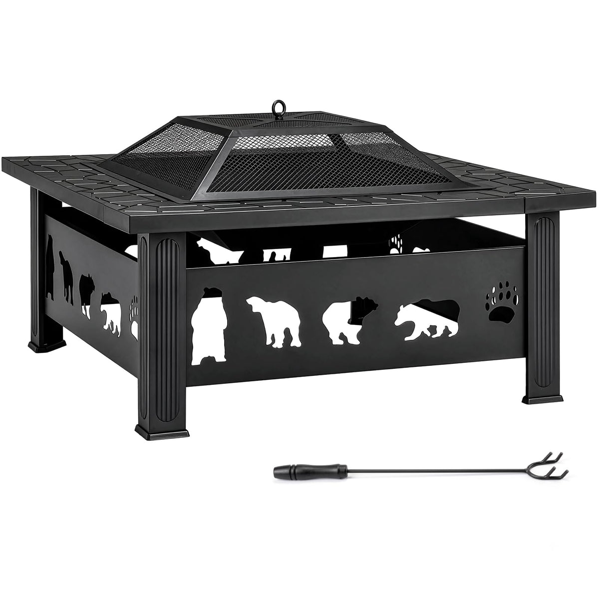 32 Inch Square Metal Patio Fire Pit Table F68018