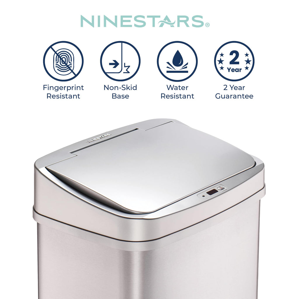 13 Gallon Automatic Stainless Steel Trash Can D164