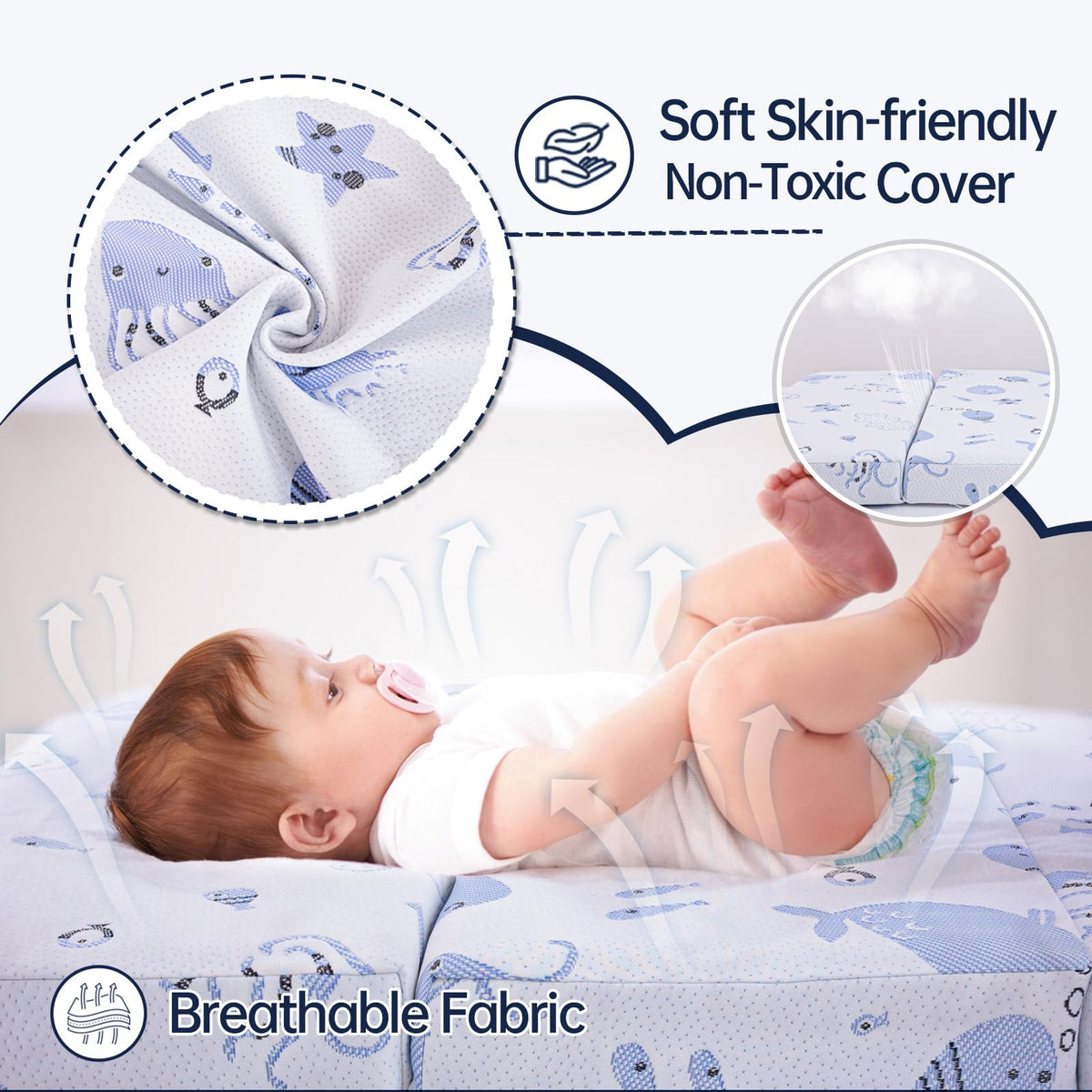 Dual-Sided Memory Foam Trifold Pack and Play Mattress J2928
