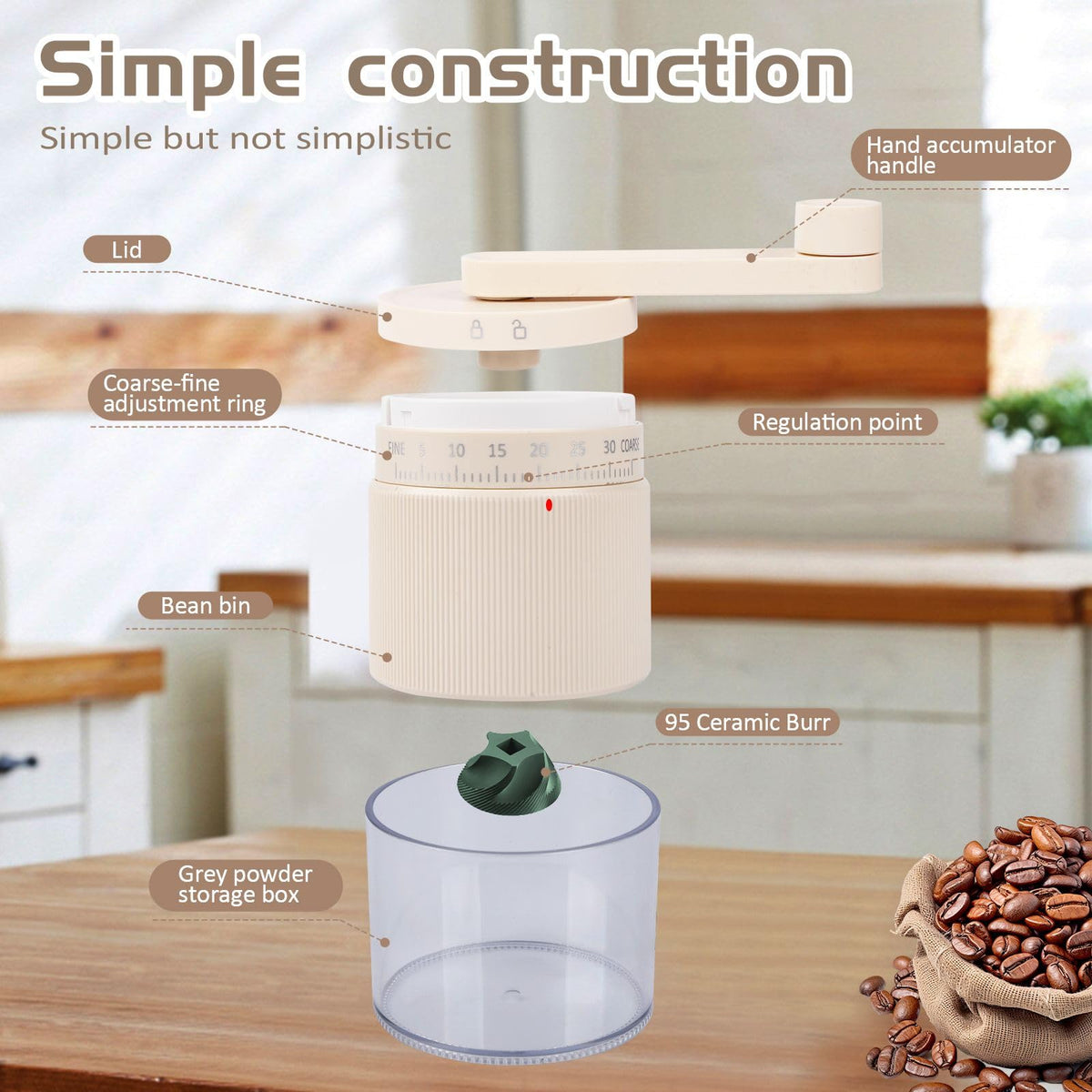 Manual Coffee Grinder with Ceramic Conical Burr G112526