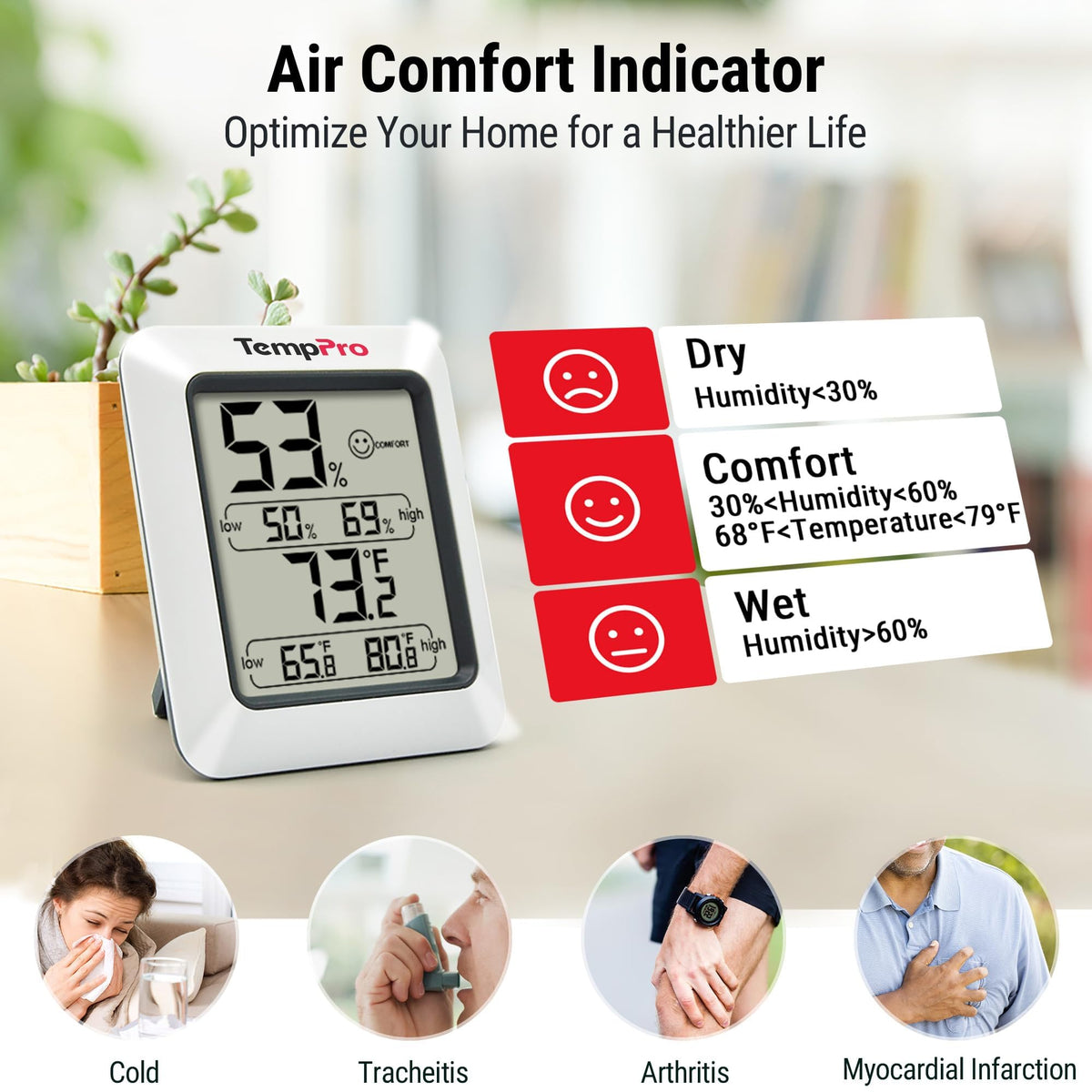 Digital Hygrometer Indoor Thermometer D2550