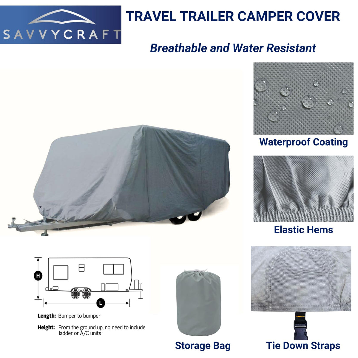 Water-Resistant Travel Trailer Cover 18'-20' I4516
