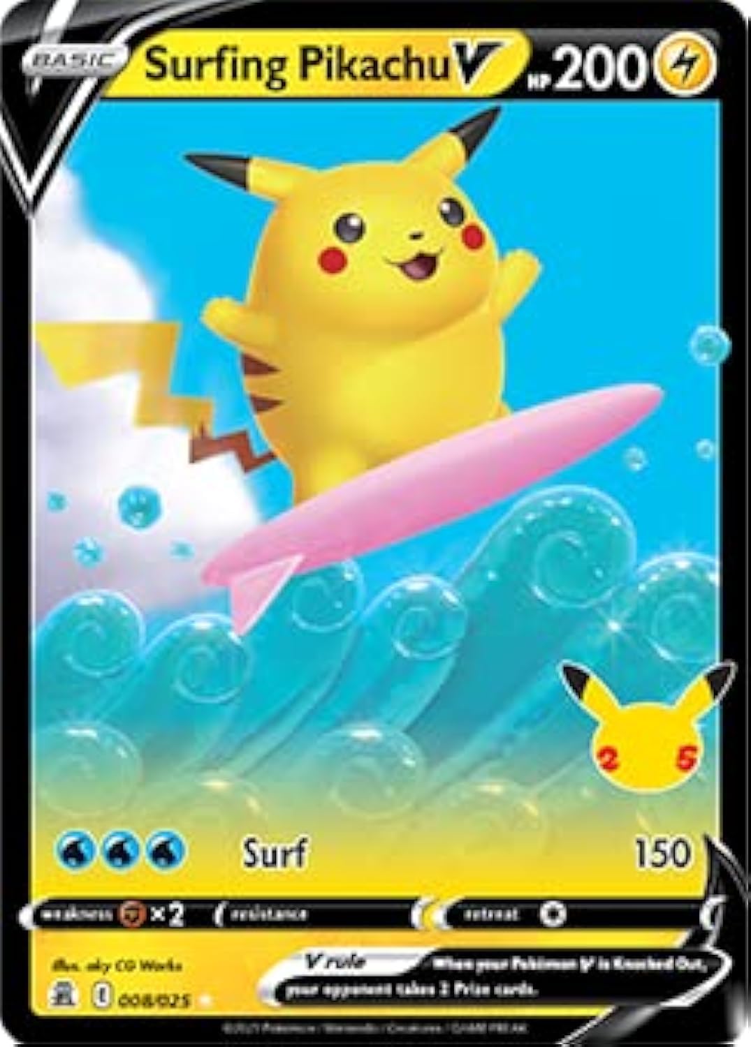 Surfing Pikachu V Full Art Rare Holo Card B664