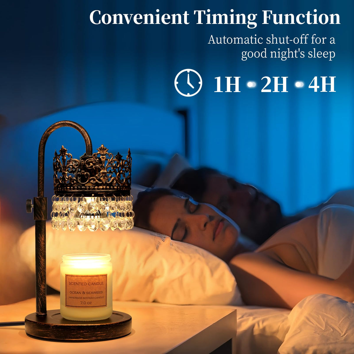 Candle Warmer Lamp with Timer Dimmer Adjustable Height Black Gold Brushed Y285577