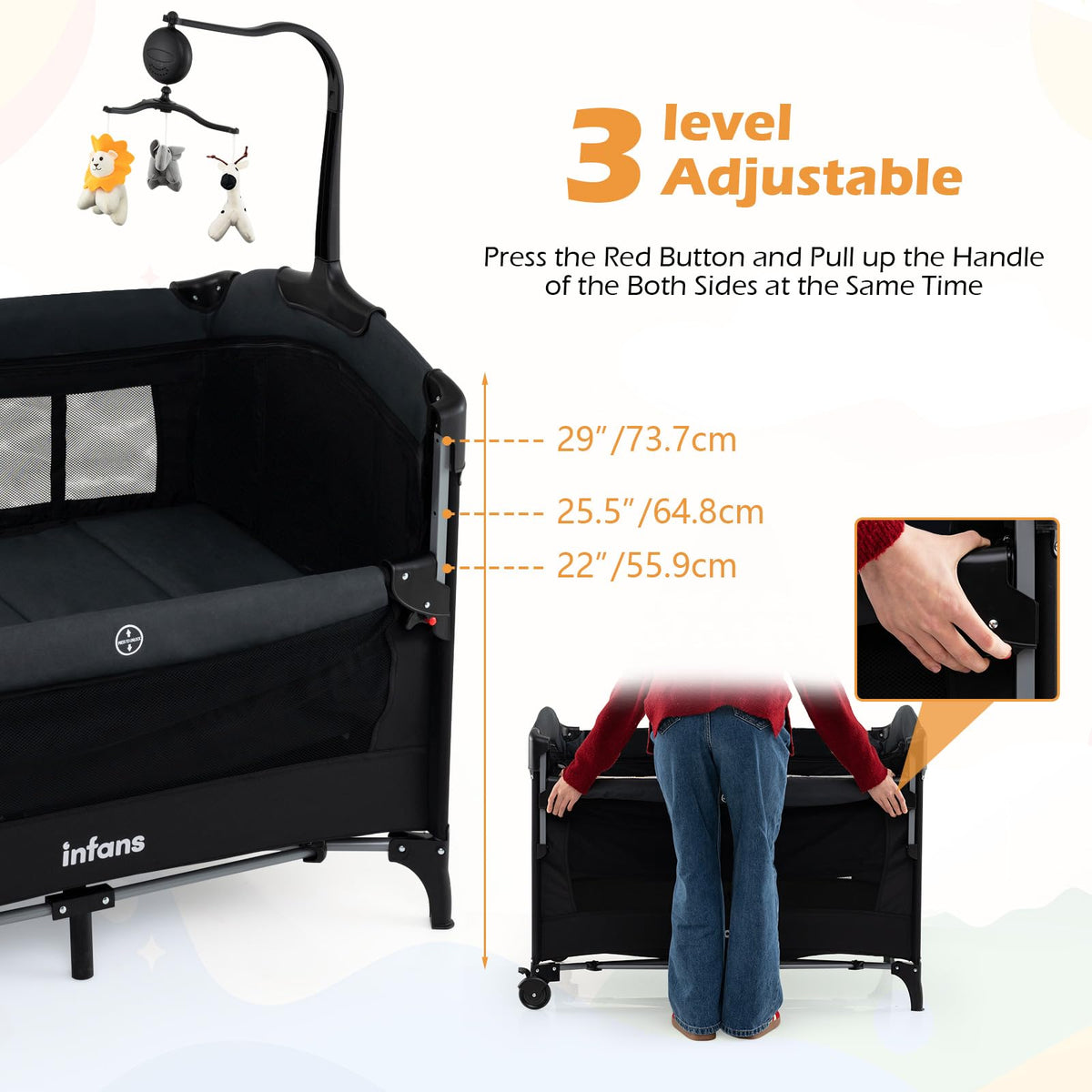 4 in 1 Baby Bassinet Bedside Crib J4378