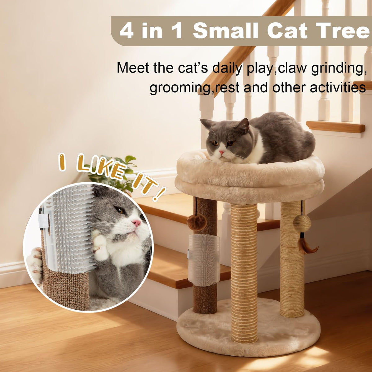 Small Cat Tree with Scratching Post and Soft Bed N13277