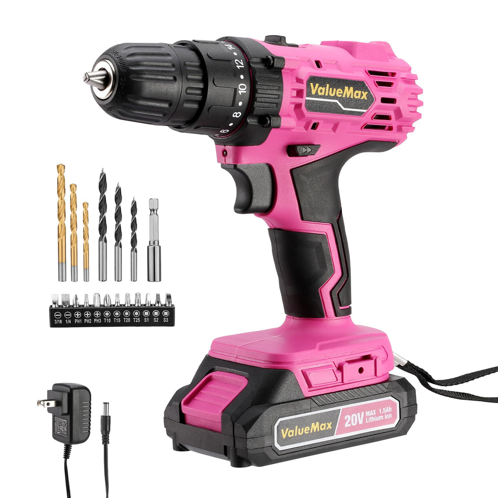 Pink 20V Cordless Drill Set with Battery and Charger W744375