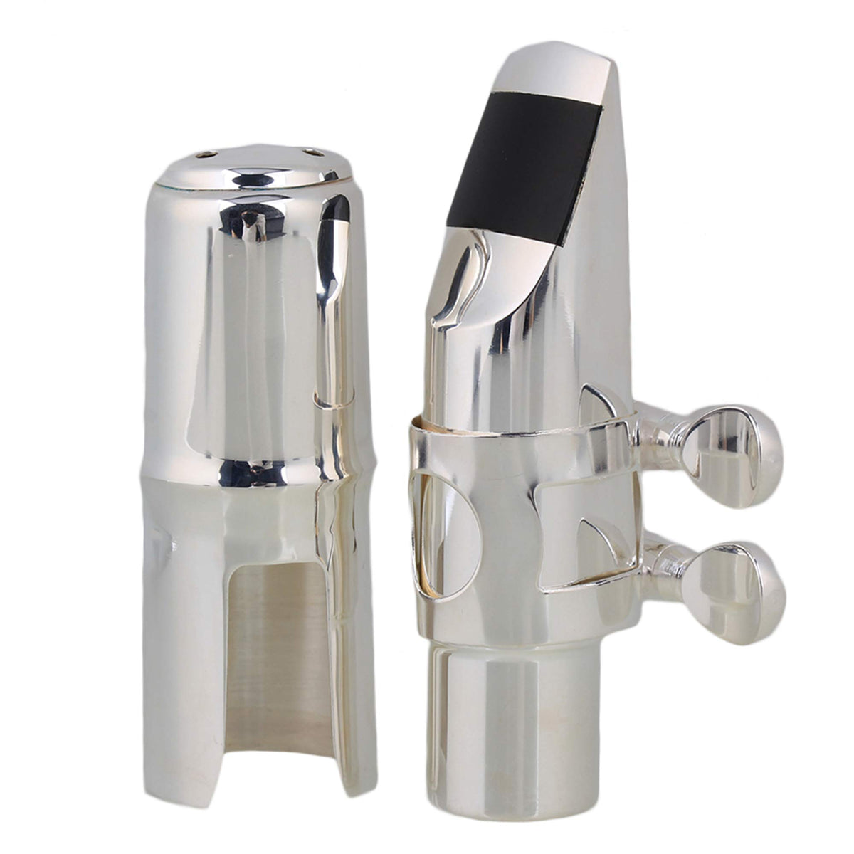 Silver Brass Alto Saxophone Mouthpiece with Cap Ligature Q91610