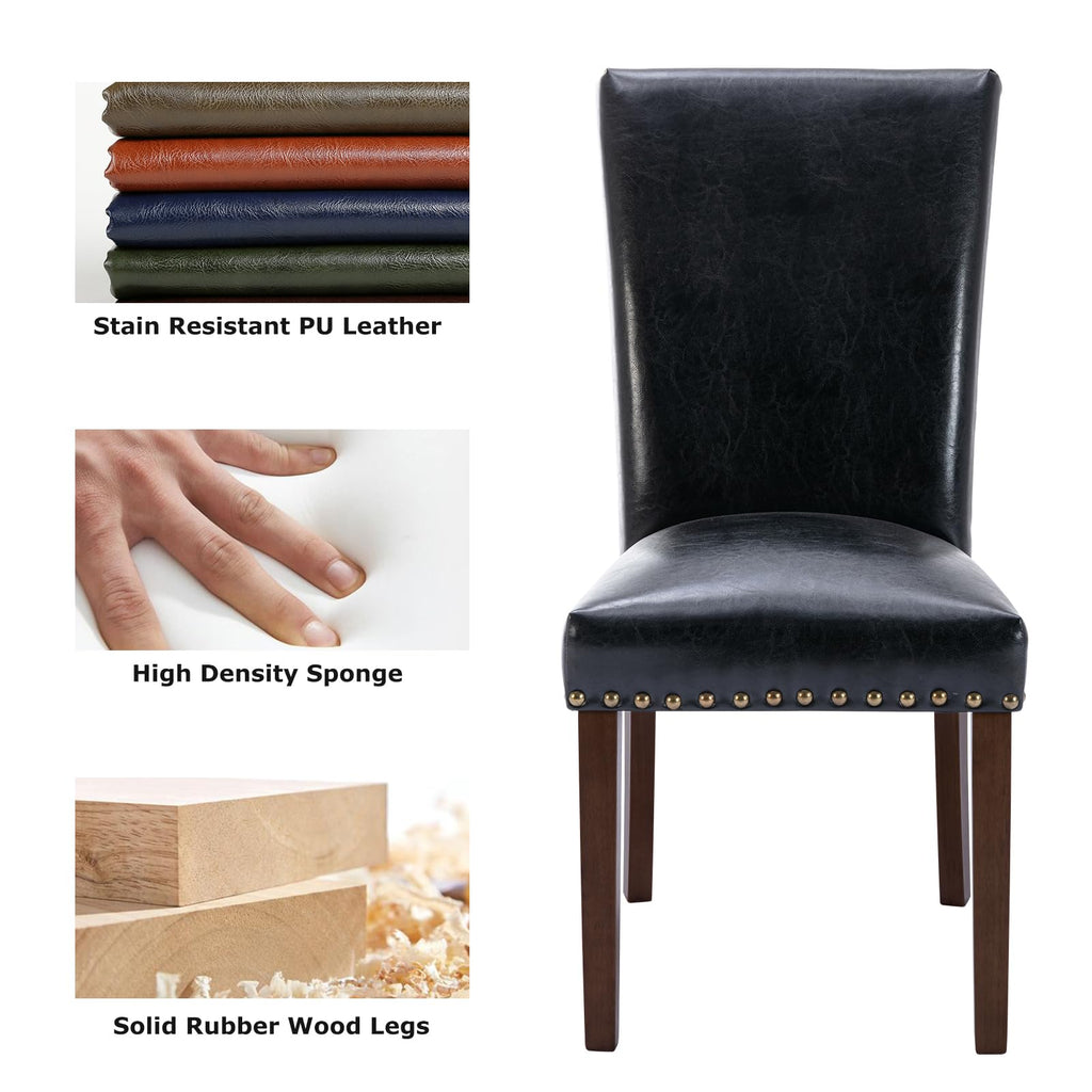 High Back Upholstered Dining Chairs Set of 2 Black L875
