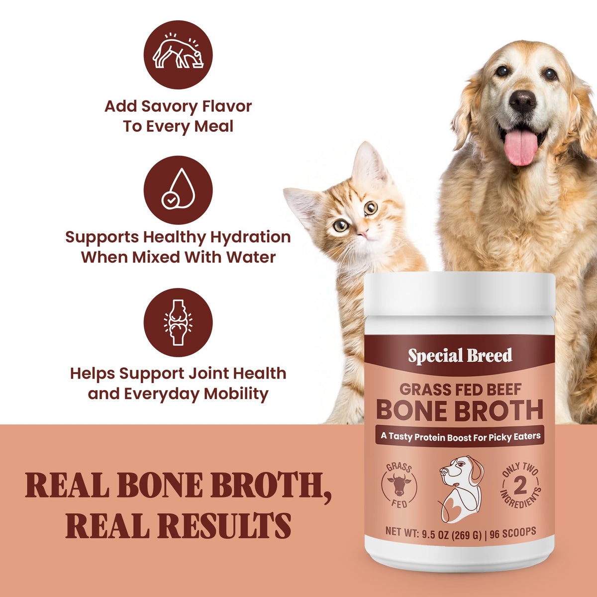 Grass Fed Beef Bone Broth Powder for Dogs and Cats 9.5oz R43594