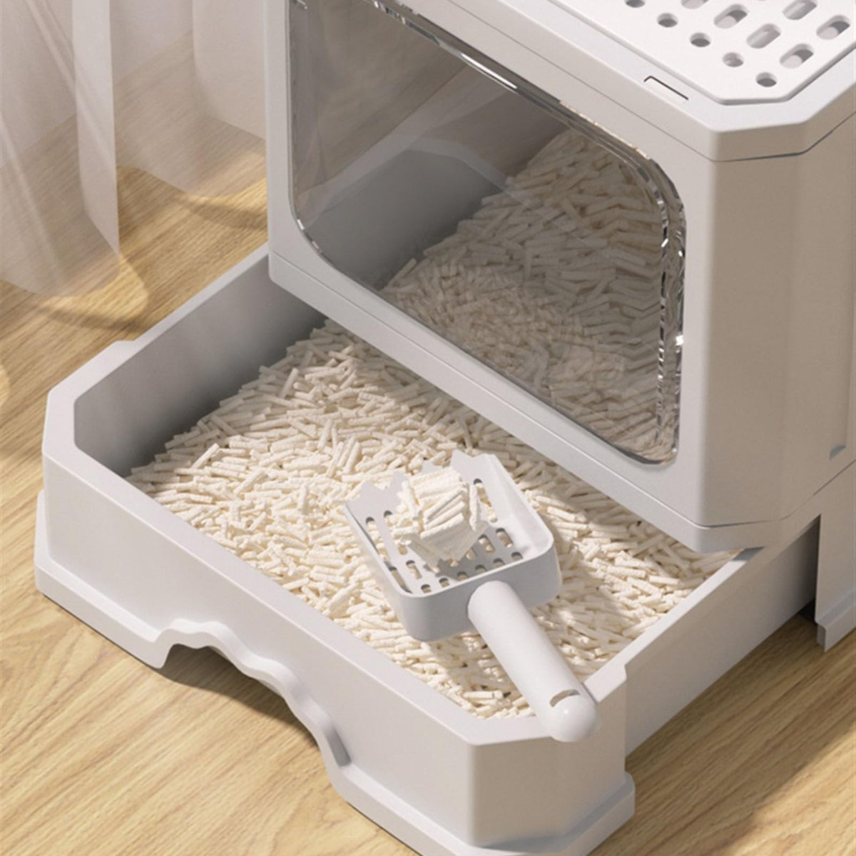 Foldable Covered Cat Litter Box with Scoop X957948