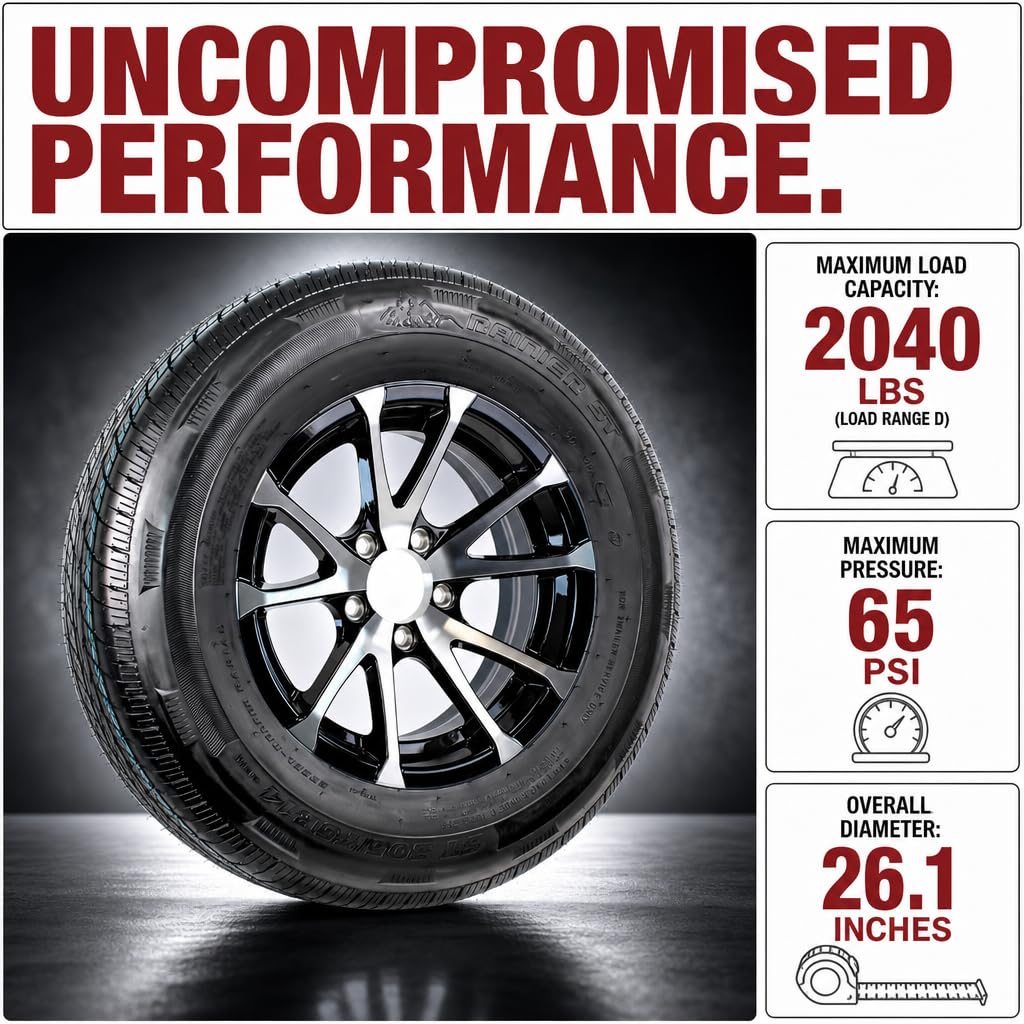 2-Pack Trailer Tire Rim Assembly 4.80-12 12 5 Lug Silver G87583