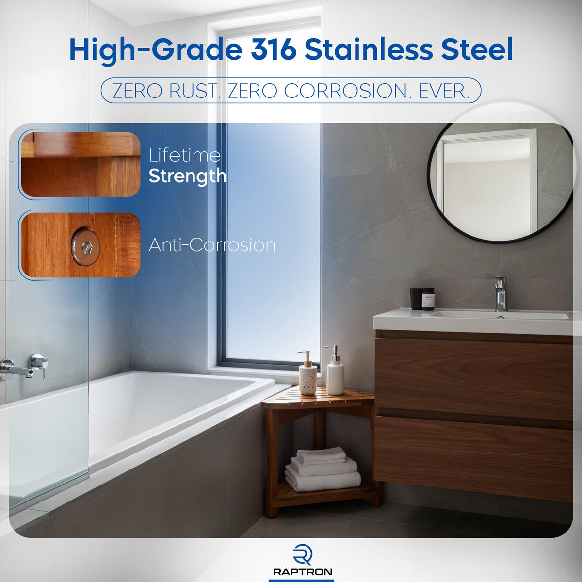 Teak Corner Shower Bench with Storage Shelf K438563