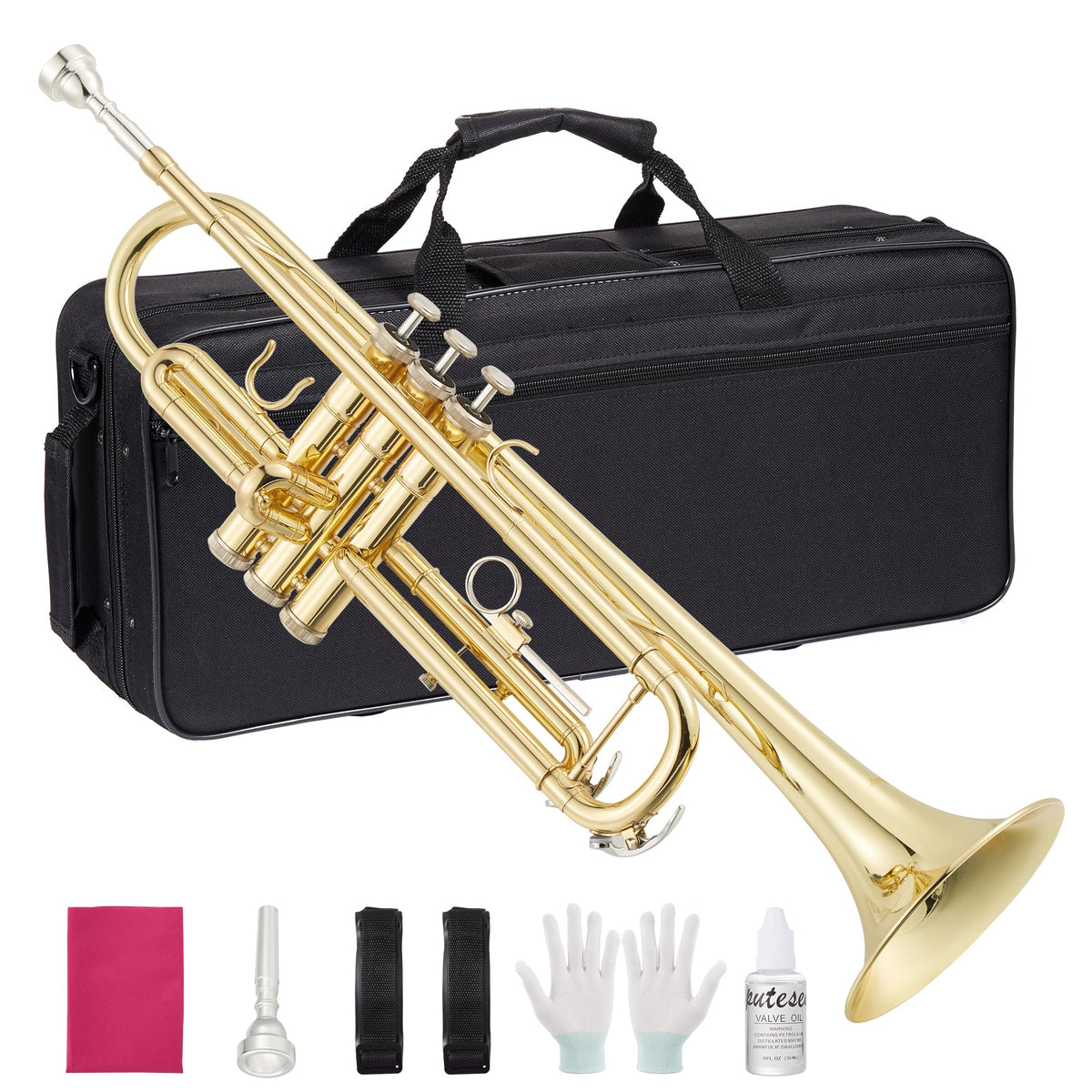 Gold Lacquer Brass Trumpet with Case and Mouthpiece G8017