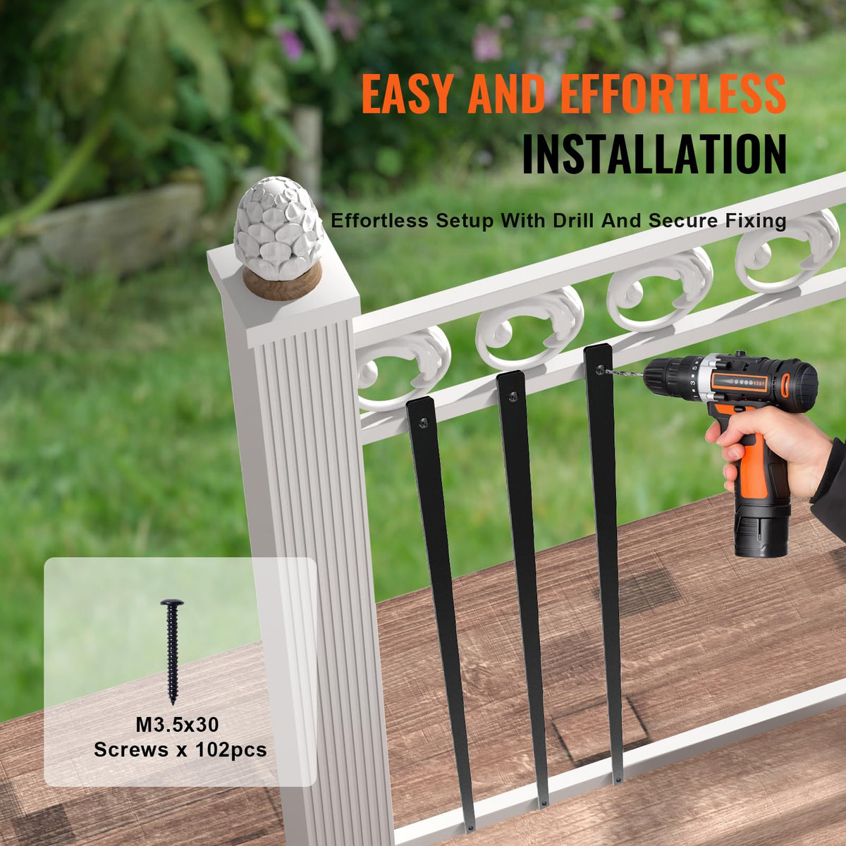 29.5"x1" Flat Aluminum Alloy 51 Pack Satin Black Metal Balusters E73450