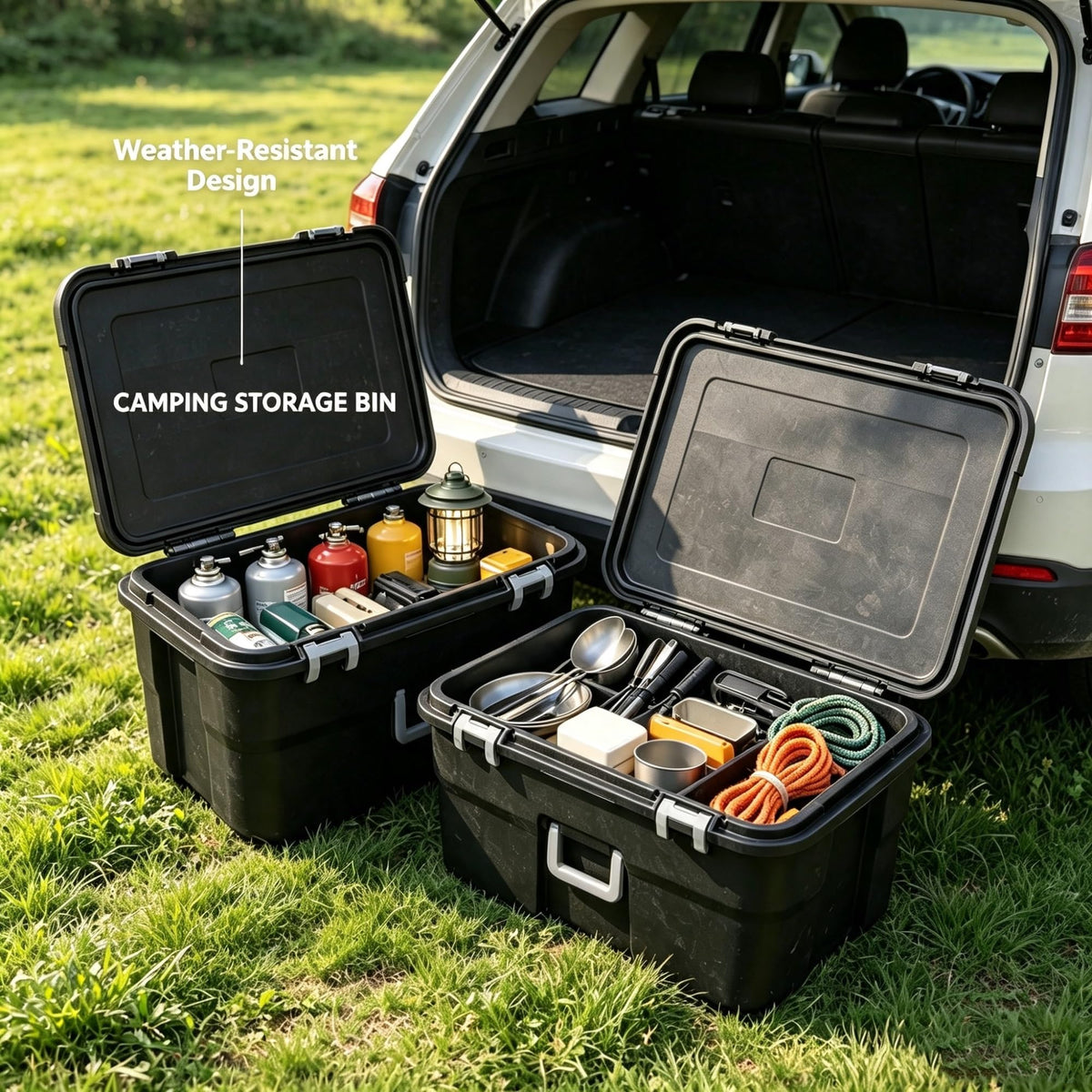 2 Pack 22 Gallon Black Wheeled Lockable Plastic Storage Trunk N799924