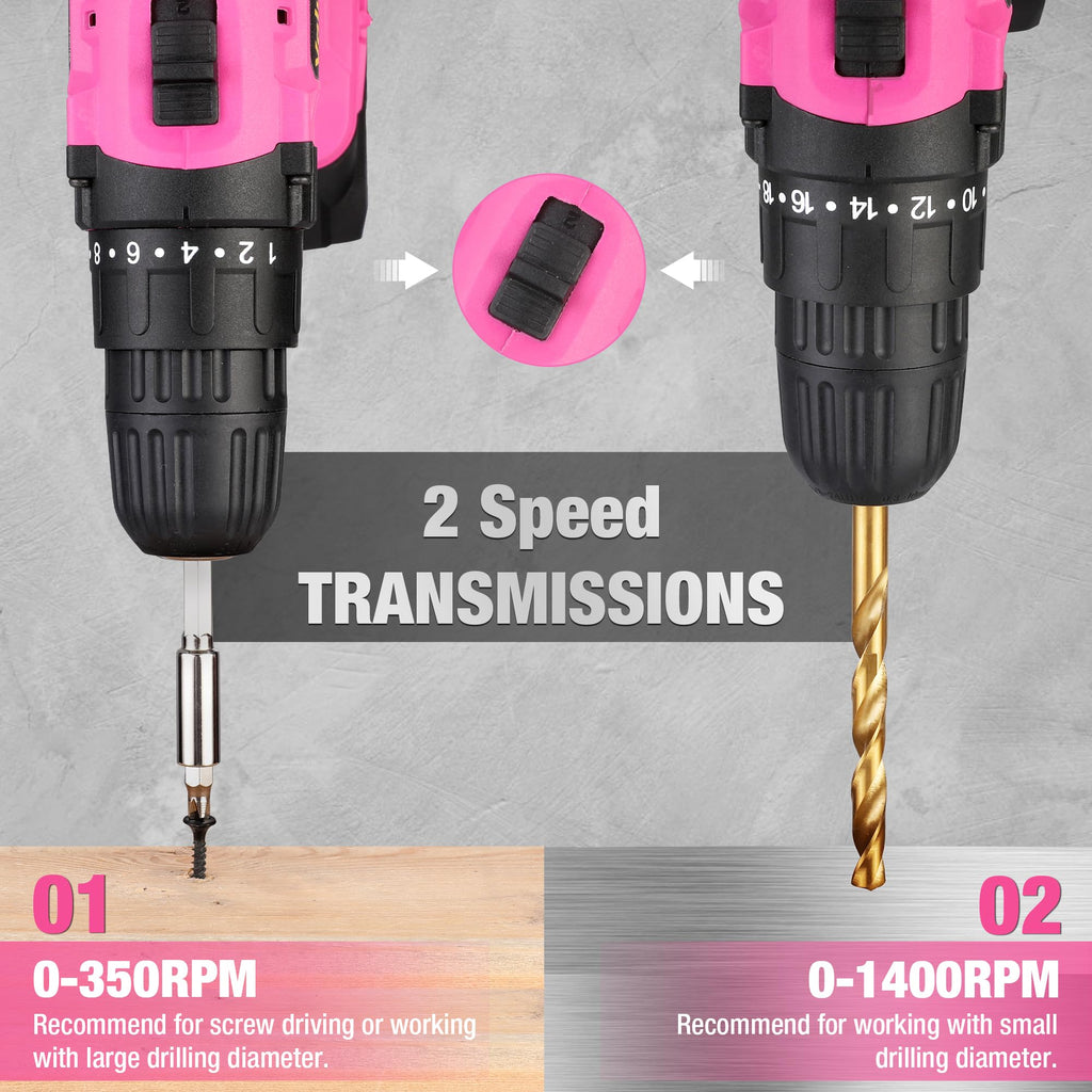 Pink 20V Cordless Drill Set with Battery and Charger W744375