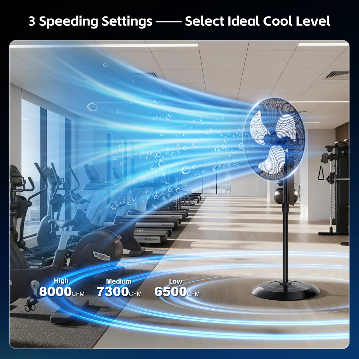 24" High Velocity Oscillating Pedestal Fan, 8000 CFM 3-Speed Standing Fan P285693