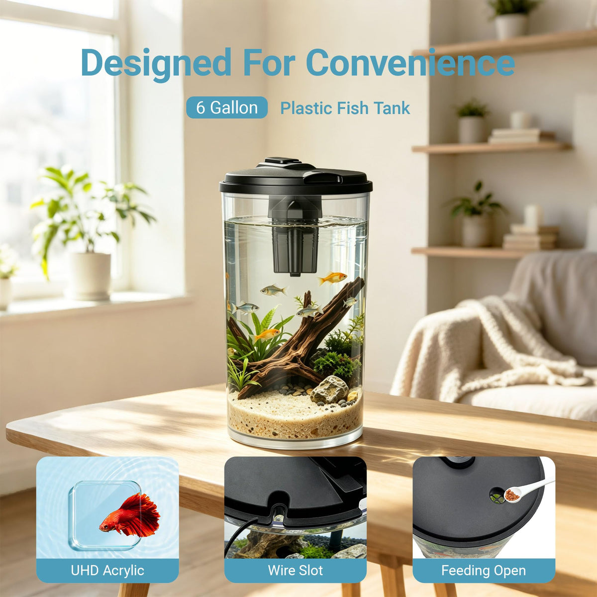 6-Gallon Aquarium Kit with LED Lighting and Power Filter A19162