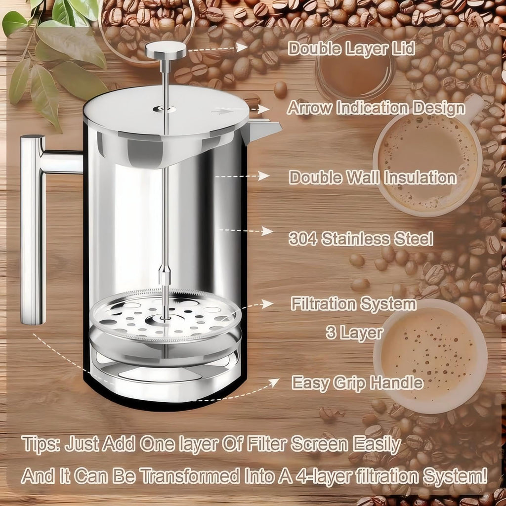 Stainless Steel French Press Coffee Maker 34oz R2274