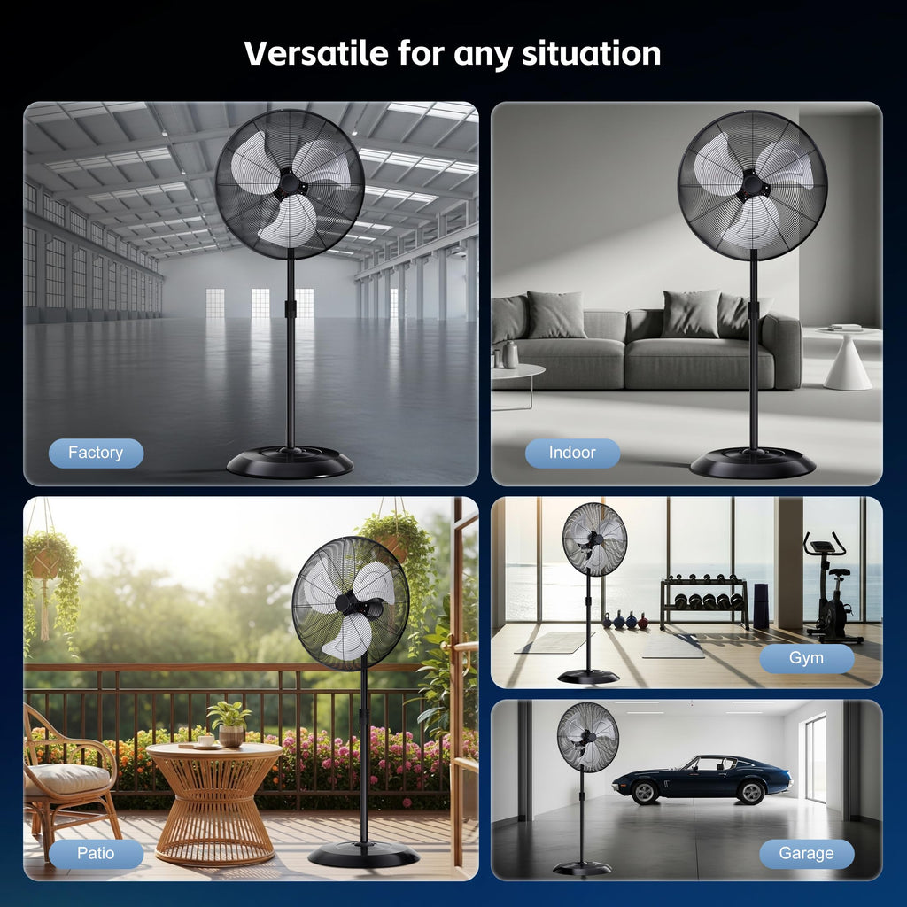 24" High Velocity Oscillating Pedestal Fan, 8000 CFM 3-Speed Standing Fan P285693