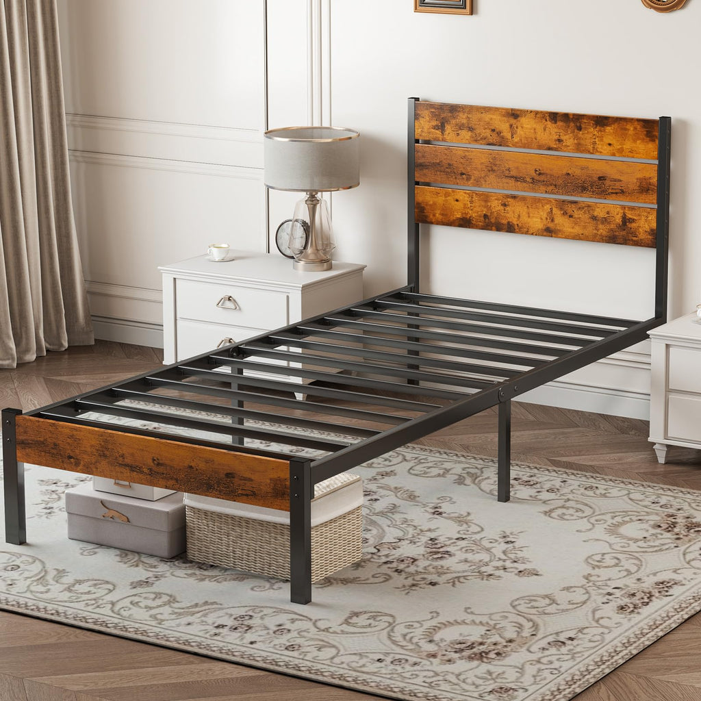 Twin Wood Bed Frame with Headboard G4100