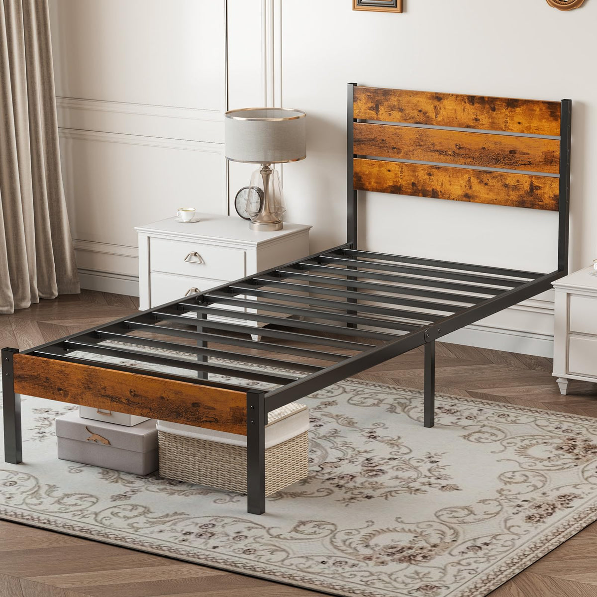 Twin Wood Bed Frame with Headboard G4100