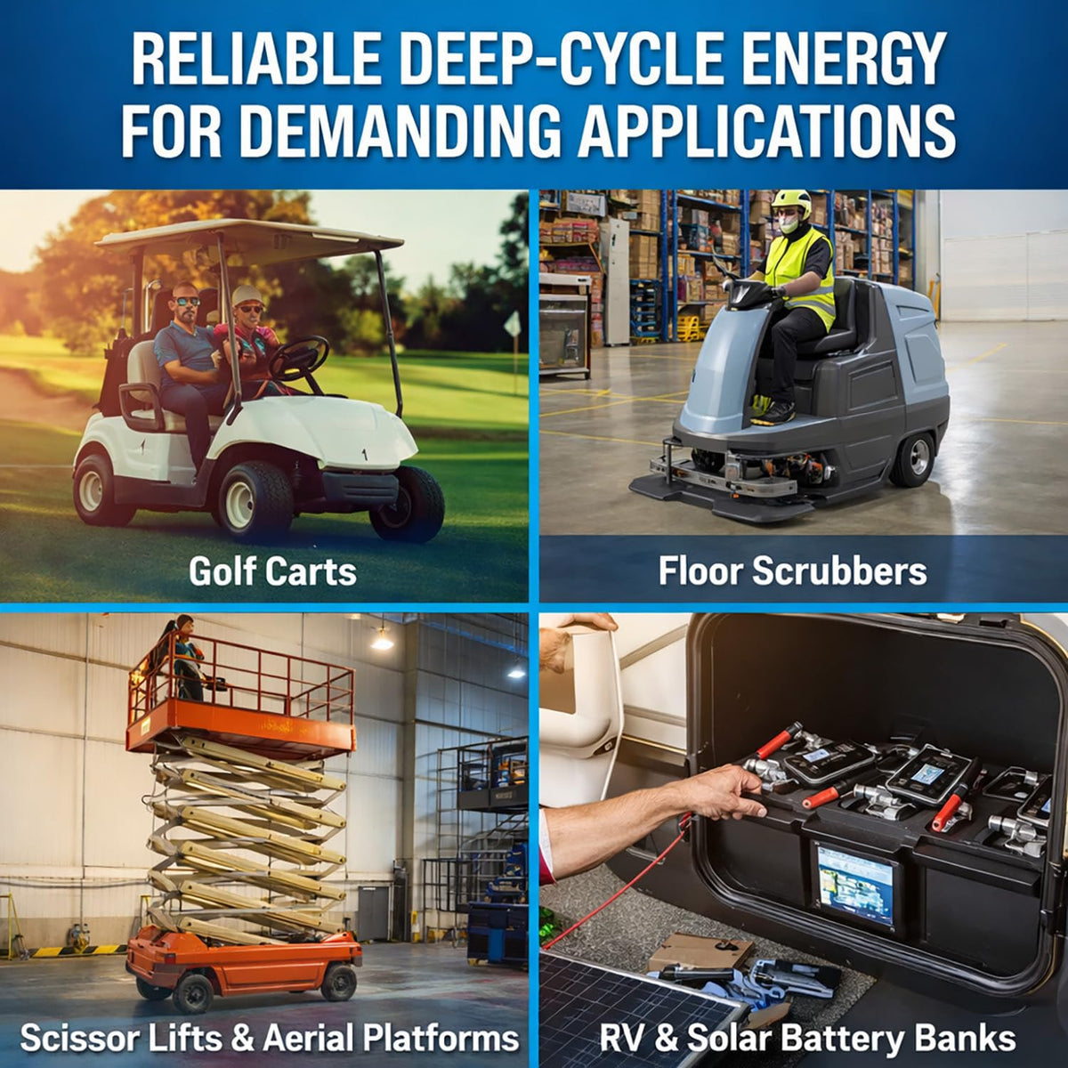 6V 210AH Dual Terminal SLA Deep Cycle Battery 4 Pack U247