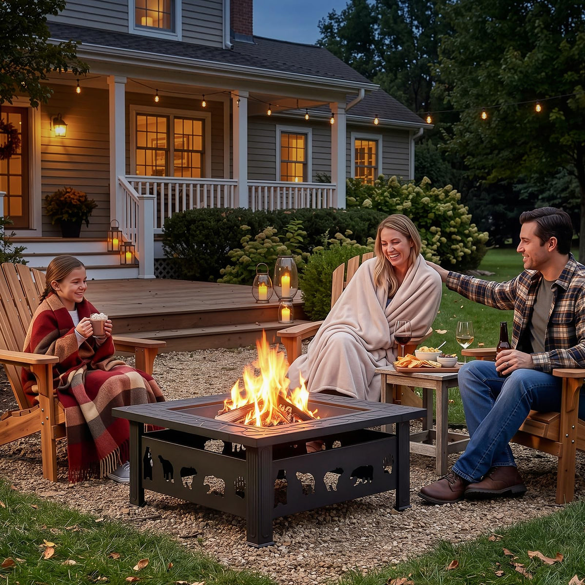 32 Inch Square Metal Patio Fire Pit Table F68018