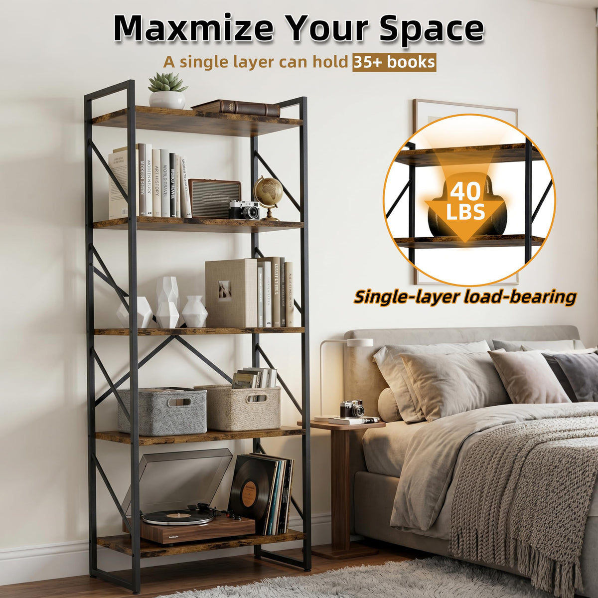 5 Tier Metal Bookshelf K3890