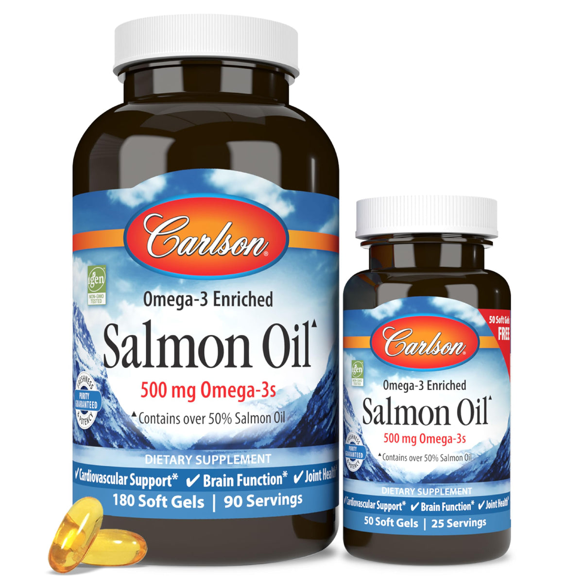 Salmon Oil 500 mg Omega-3s 180 + 50 Softgels F90830