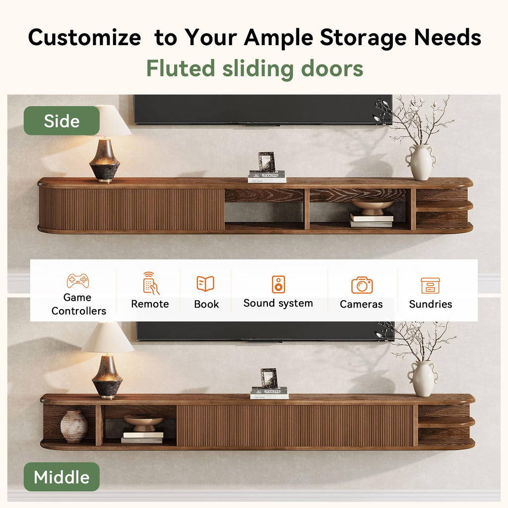 71" Solid Wood Floating TV Stand F5374