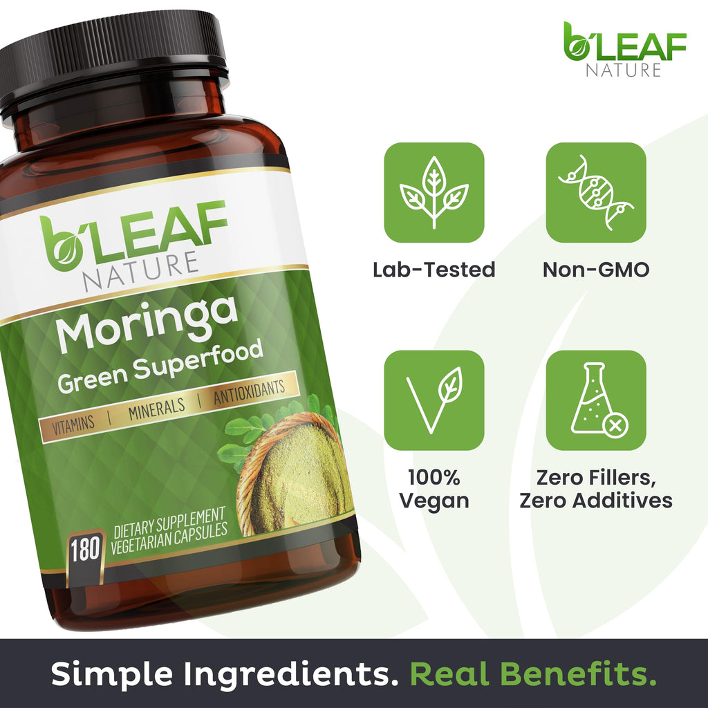 Moringa Leaf Vegan Capsules 1000mg 180 Count O11555