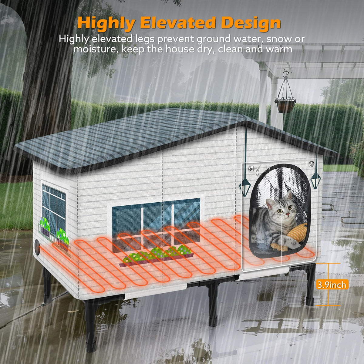 Weatherproof Heated Insulated Cat House Y689787