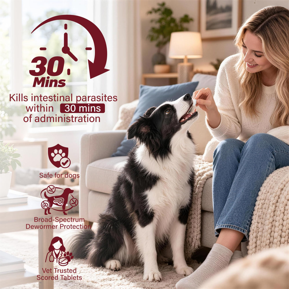 Dog Dewormer 30 Tablets Beef Flavor K98421