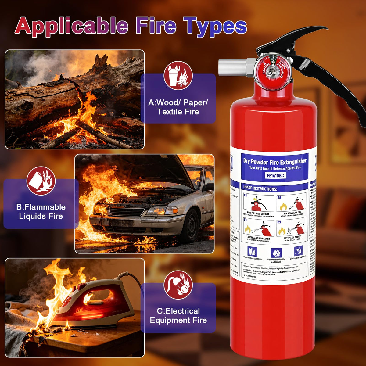 2 Pack 2.5 lb ABC Dry Chemical Fire Extinguishers V5840