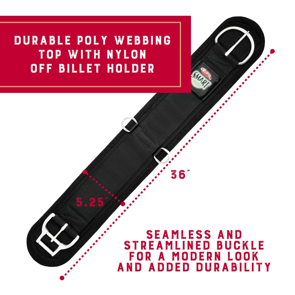 Black 36-Inch Nylon Felt Lined Straight Cinch Q371848