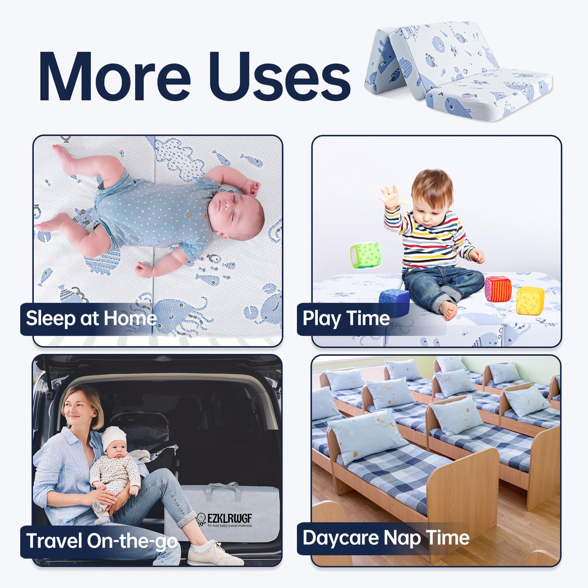 Dual-Sided Memory Foam Trifold Pack and Play Mattress J2928