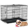 36 Inch Double-Door Metal Dog Crate with Tray and Divider A9626